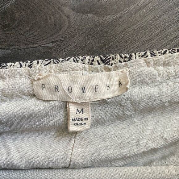 Promesa Halter Midi Dress Black Cream Back Tie Boho Vacation - Picture 6 of 12